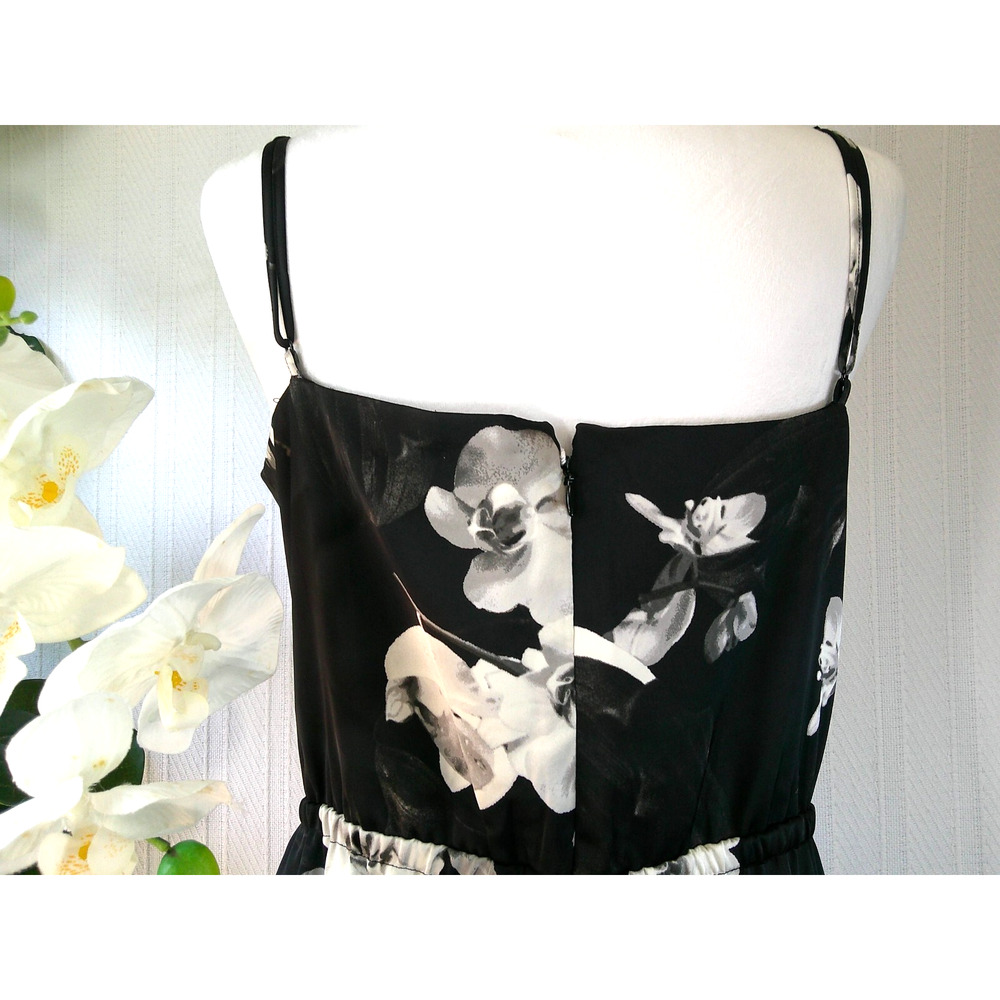 NWT Worthington XXL Black & White Floral Satin Spaghetti Strap Midi Dress - Picture 6 of 13